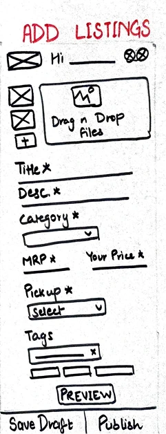 Add Listings Wireframe